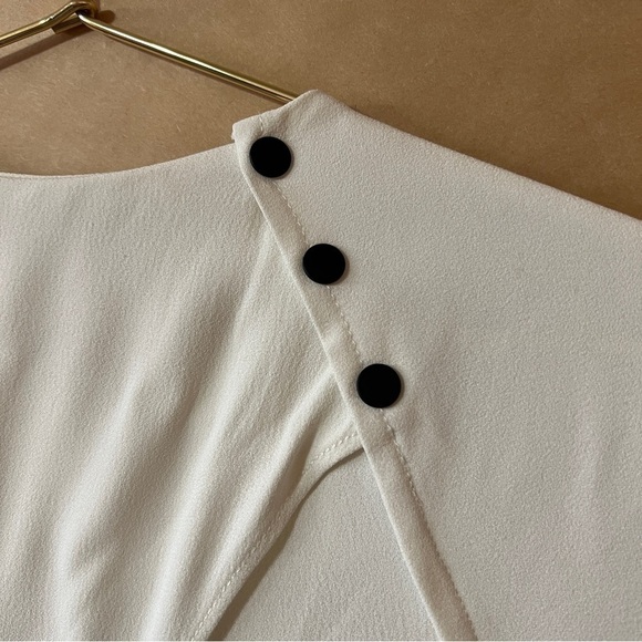 Proenza Schouler | Pleated Neck Split Back Top Snap Button Popover Blouse Size 4 - Picture 13 of 14